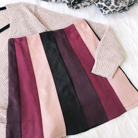 Striped Faux Suede Mini Skirt Color Block - Picture 5 of 9